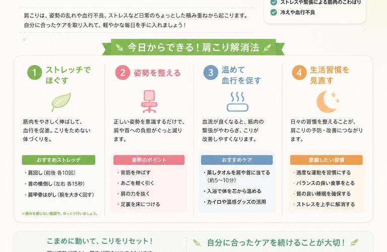 日常生活を軽快にする、肩こり解消法を見つけよう！