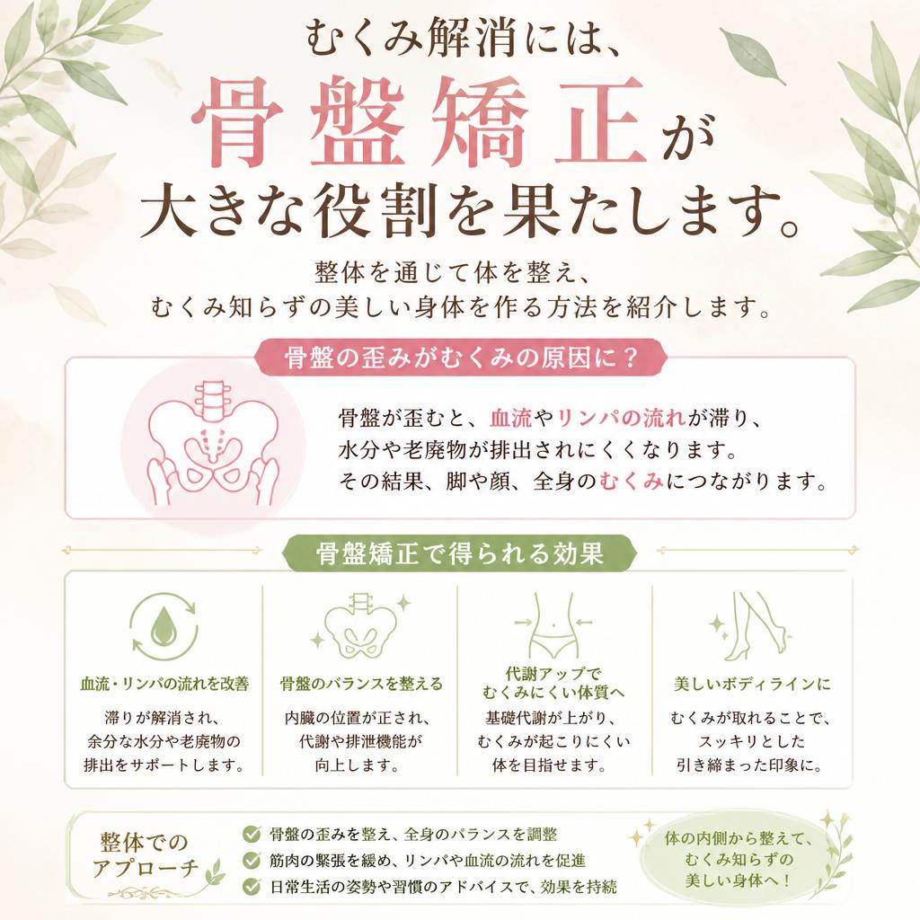 むくみ解消と骨盤矯正の効果