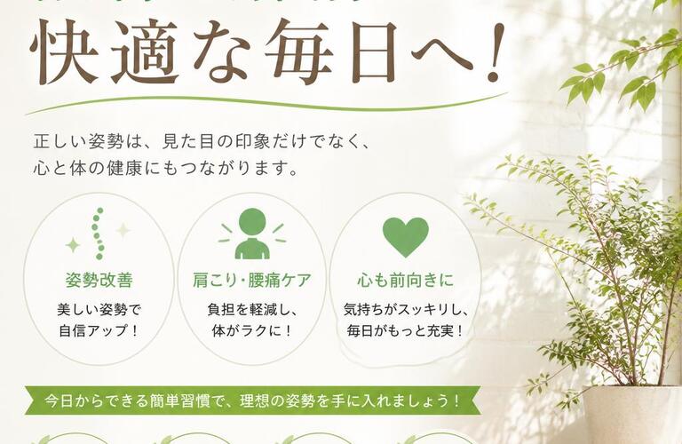 猫背を解消し、快適な毎日へ！