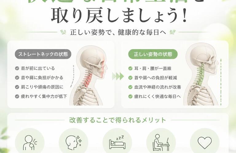 ストレートネックを改善して、快適な日常生活を取り戻しましょう！