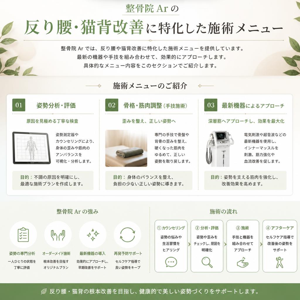 整骨院 Arの施術メニュー